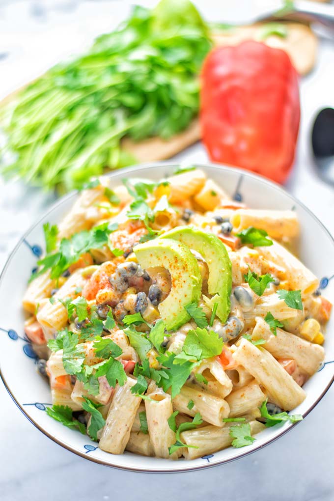 Southwest Pasta Salad with Spicy Garlic Dressing | #vegan #glutenfree #contentednesscooking #dairyfree #plantbased