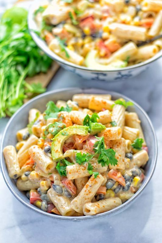 Southwest Pasta Salad with Spicy Garlic Dressing Contentedness Cooking