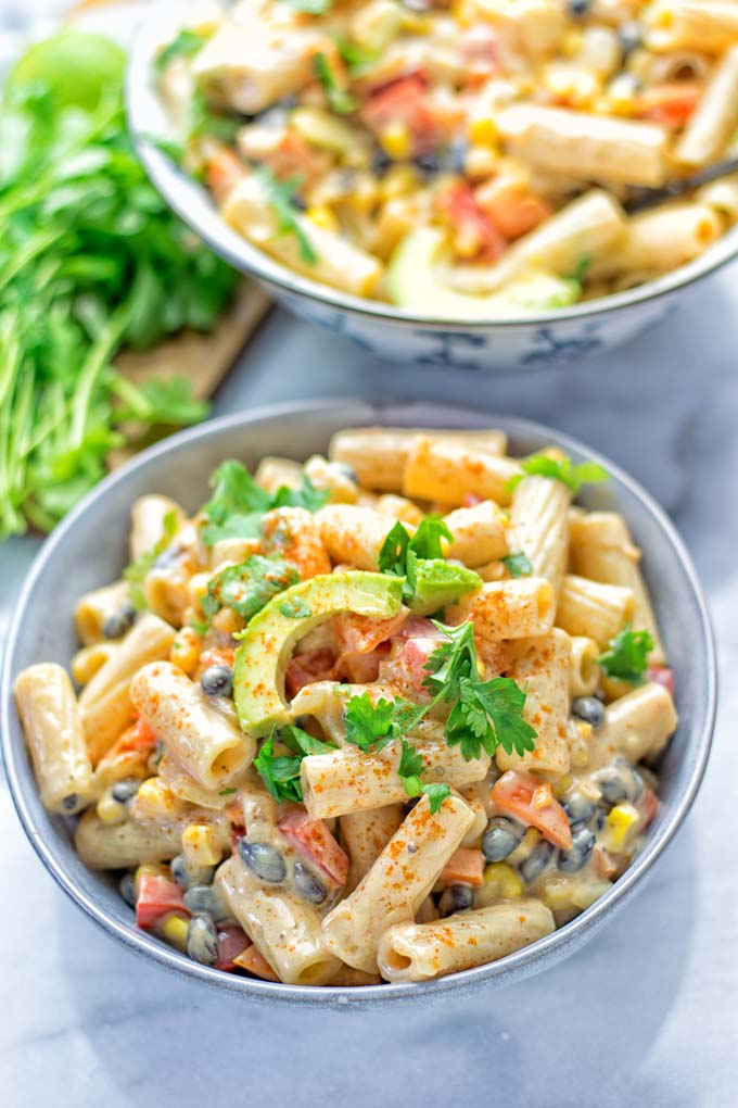 Southwest Pasta Salad with Spicy Garlic Dressing | #vegan #glutenfree #contentednesscooking #dairyfree #plantbased