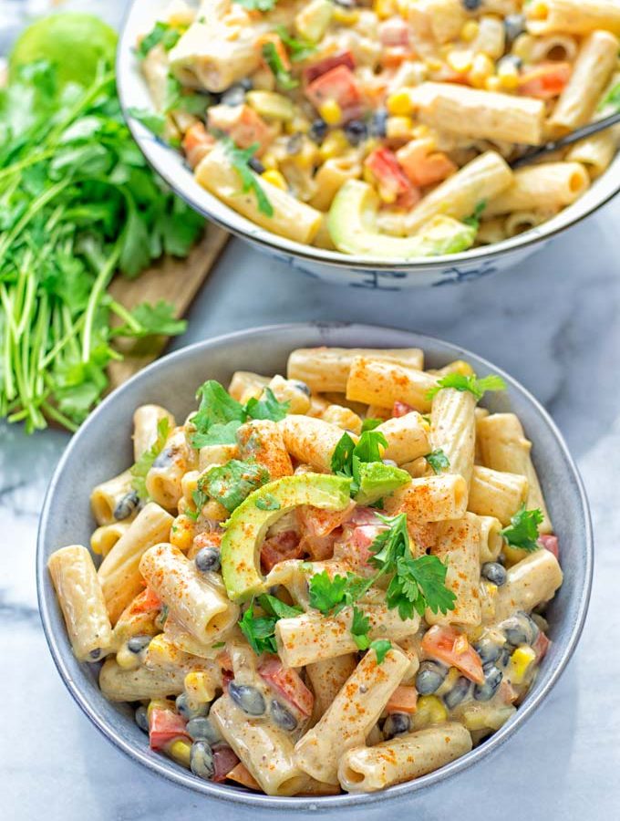 Southwest Pasta Salad with Spicy Garlic Dressing | #vegan #glutenfree #contentednesscooking #dairyfree #plantbased