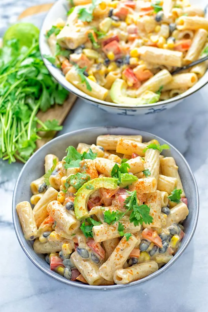 Southwest Pasta Salad with Spicy Garlic Dressing | #vegan #glutenfree #contentednesscooking #dairyfree #plantbased