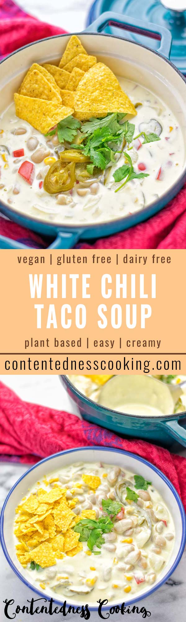 White Chili Taco Soup | #vegan #glutenfree #contentednesscooking #taco #soup