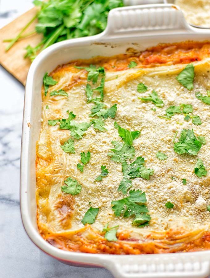 Buffalo Cauliflower Lasagna | #vegan #glutenfree #contentednesscooking #plantbased #Italian #lunch #mealprep