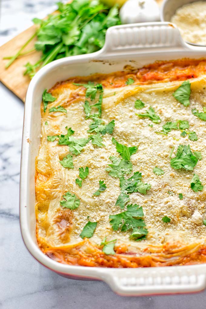 Buffalo Cauliflower Lasagna | #vegan #glutenfree #contentednesscooking #plantbased #Italian #lunch #mealprep