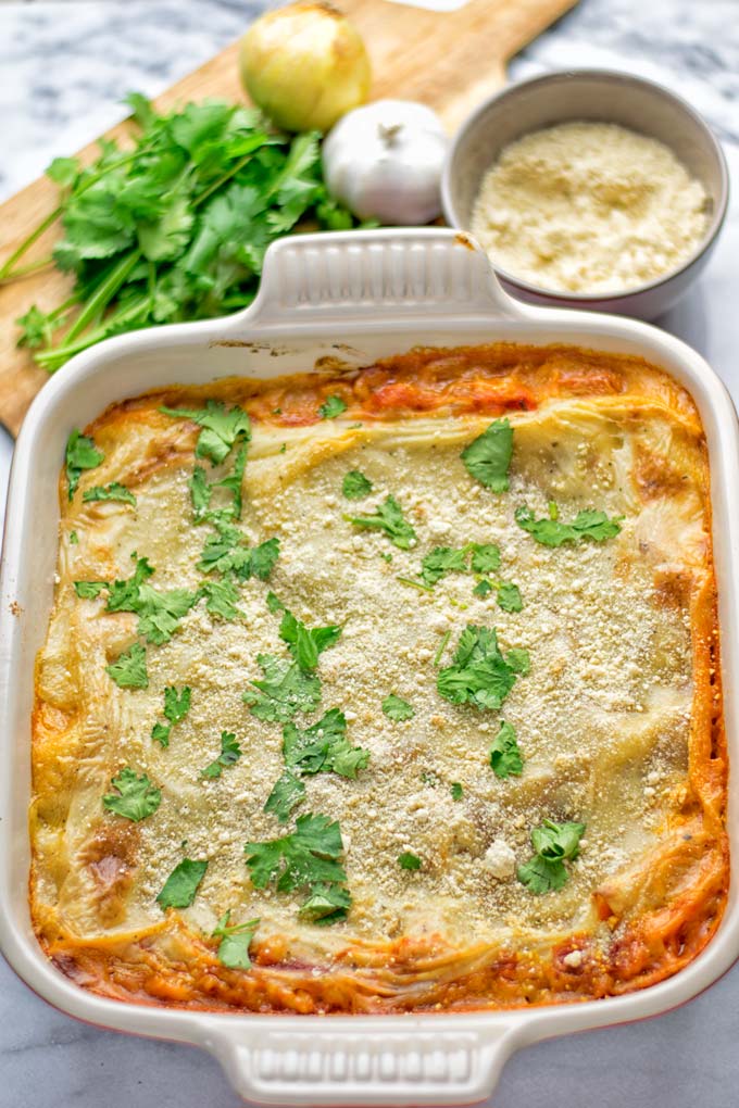 Buffalo Cauliflower Lasagna | #vegan #glutenfree #contentednesscooking #plantbased #Italian #lunch #mealprep