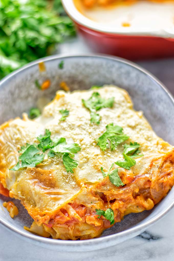 Buffalo Cauliflower Lasagna | #vegan #glutenfree #contentednesscooking #plantbased #Italian #lunch #mealprep