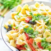 Lemon Herb Tuscan Pasta Salad | #vegan #glutenfree #contentednesscooking #pasta #plantbased #dairyfree #bbq #lunch #dinner #mealprep #easy