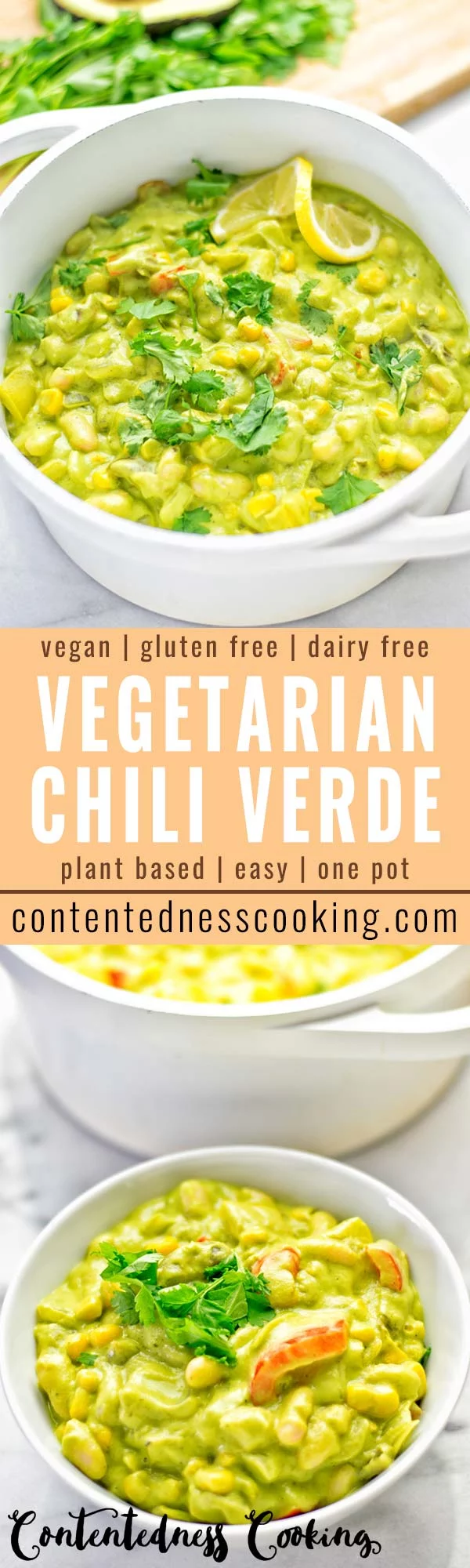 Vegetarian Chili Verde | #vegan #glutenfree #contentednesscooking #plantbased #dairyfree