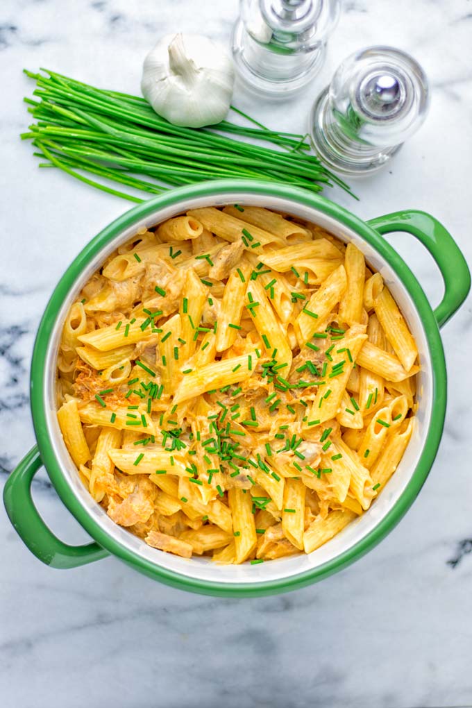 Vegan Buffalo Chicken Alfredo - Contentedness Cooking