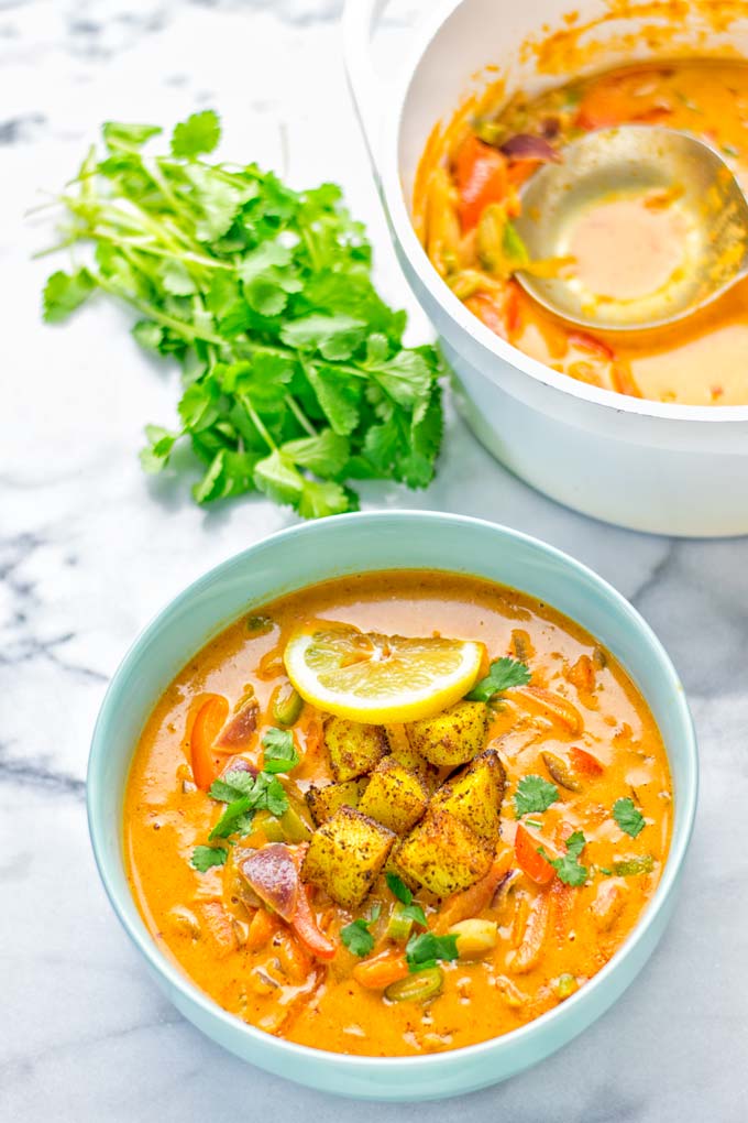 Amazingly mouthwatering Massaman Curry with Roasted Potatoes. So easy and delicious. It’s naturally vegan, gluten free and so satisfying. Try it now for lunch, meal preparation, work lunch and dinner. From the first to the last bite you will know it’s a keeper and winner for everyone. #vegan #glutenfree #dairyfree #vegetarian #dinner #lunch #curry #contentednesscooking #mealprep #massamancurry #worklunchideas
