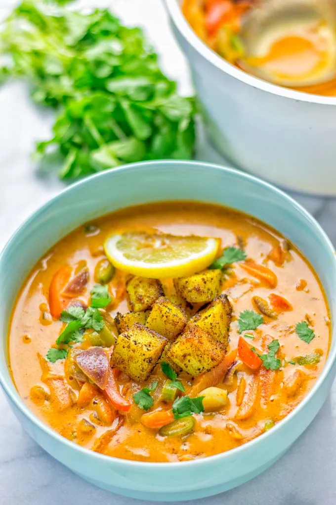 Amazingly mouthwatering Massaman Curry with Roasted Potatoes. So easy and delicious. It’s naturally vegan, gluten free and so satisfying. Try it now for lunch, meal preparation, work lunch and dinner. From the first to the last bite you will know it’s a keeper and winner for everyone. #vegan #glutenfree #dairyfree #vegetarian #dinner #lunch #curry #contentednesscooking #mealprep #massamancurry #worklunchideas