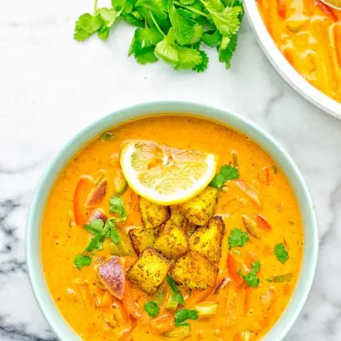 Amazingly mouthwatering Massaman Curry with Roasted Potatoes. So easy and delicious. It’s naturally vegan, gluten free and so satisfying. Try it now for lunch, meal preparation, work lunch and dinner. From the first to the last bite you will know it’s a keeper and winner for everyone. #vegan #glutenfree #dairyfree #vegetarian #dinner #lunch #curry #contentednesscooking #mealprep #massamancurry #worklunchideas