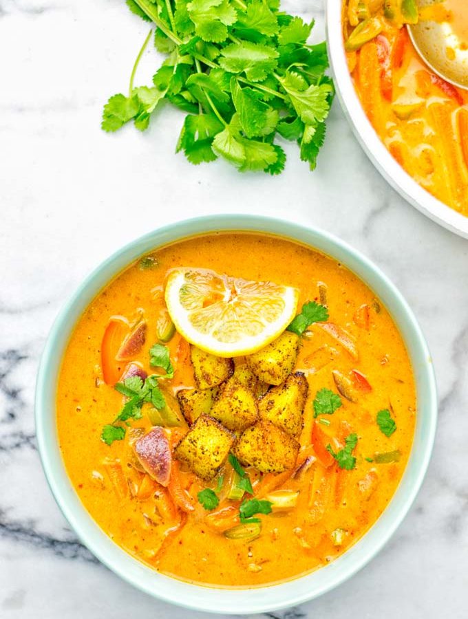 Amazingly mouthwatering Massaman Curry with Roasted Potatoes. So easy and delicious. It’s naturally vegan, gluten free and so satisfying. Try it now for lunch, meal preparation, work lunch and dinner. From the first to the last bite you will know it’s a keeper and winner for everyone. #vegan #glutenfree #dairyfree #vegetarian #dinner #lunch #curry #contentednesscooking #mealprep #massamancurry #worklunchideas