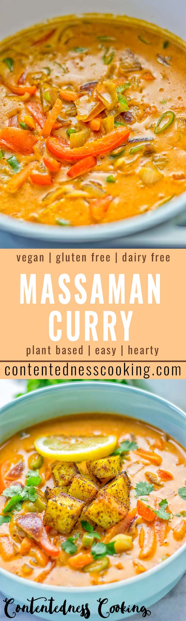 Amazingly mouthwatering Massaman Curry with Roasted Potatoes. So easy and delicious. It’s naturally vegan, gluten free and so satisfying. Try it now for lunch, meal preparation, work lunch and dinner. From the first to the last bite you will know it’s a keeper and winner for everyone. #vegan #glutenfree #dairyfree #vegetarian #dinner #lunch #curry #contentednesscooking #mealprep #massamancurry #worklunchideas