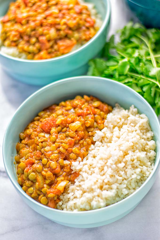 Amazingly tasty Moroccan Spiced Lentils super easy to make in one pot and packed with fantastic flavors. A super easy idea for lunch, dinner, meal prep and work lunch. Enjoy them plain, or over rice, so yummy! Try it now and you know what I’m taking about! #vegan #glutenfree #dairyfree #vegetarian #onepotmeals #lentils #moroccan #lunch #dinner #mealprep #worklunchideas #contentednesscooking #easyfood