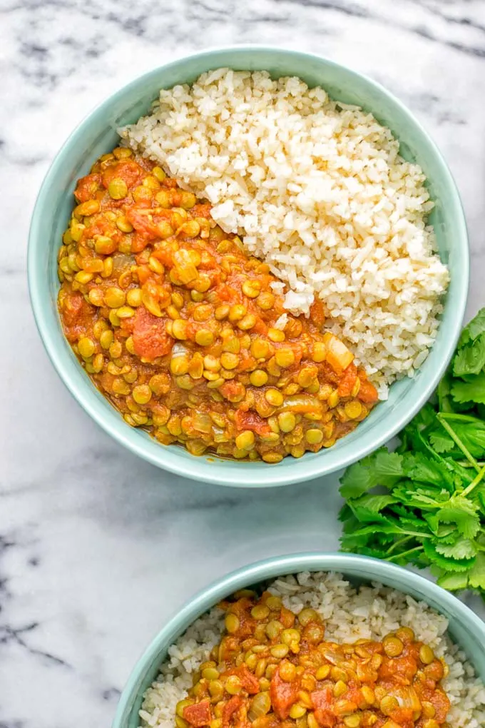 Amazingly tasty Moroccan Spiced Lentils super easy to make in one pot and packed with fantastic flavors. A super easy idea for lunch, dinner, meal prep and work lunch. Enjoy them plain, or over rice, so yummy! Try it now and you know what I’m taking about! #vegan #glutenfree #dairyfree #vegetarian #onepotmeals #lentils #moroccan #lunch #dinner #mealprep #worklunchideas #contentednesscooking #easyfood