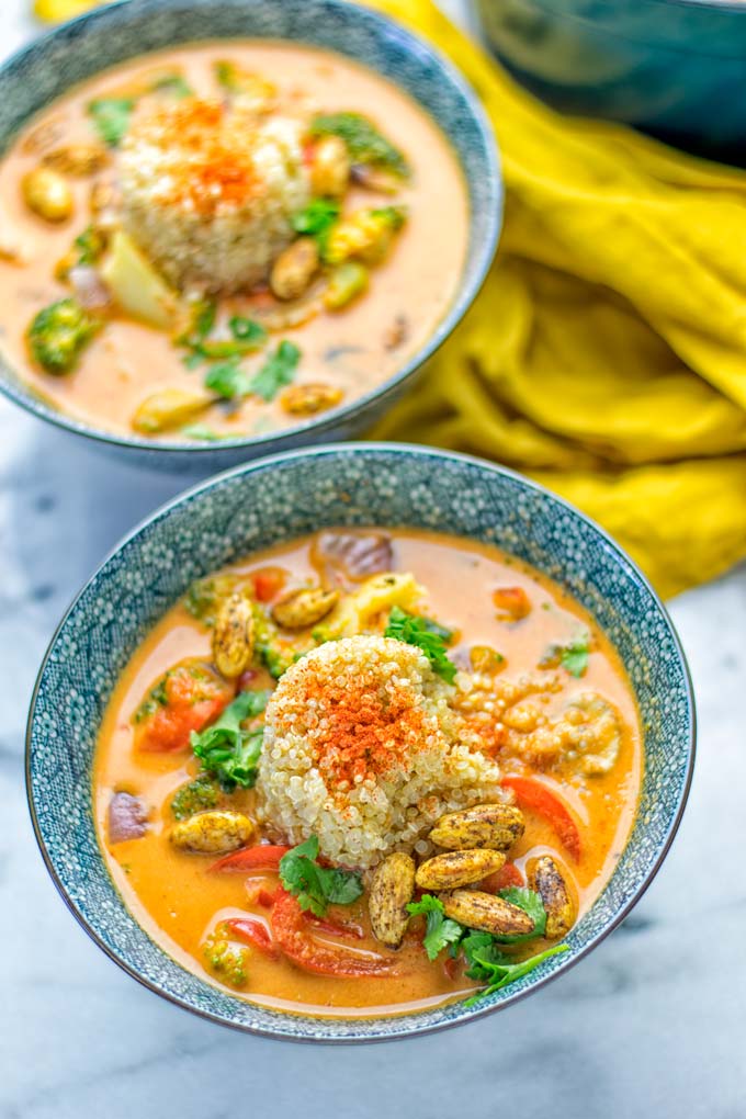 This Red Curry Coconut Soup is a super easy one pot meal and packed with such amazing flavors. It’s creamy and naturally vegan, gluten free. It’s an amazing dairy free alternative for lunch, dinner, meal preparation, that the whole family will love, or work lunches. Try it now and know how ridiculously easy delicious food can be. #vegan #glutenfree #dairyfree #contentednesscooking #dinner #lunch #onepotmeals #dairyfree #worklunchideas #curry #easyfood #vegetarian #soup #mealprep