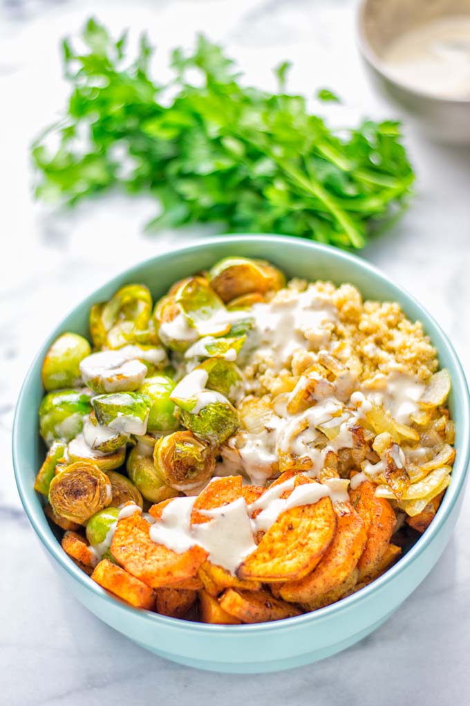 This Cajun Sweet Potato Brussels Sprout Salad is naturally vegan, gluten free and super easy to make. It’s so delicious for lunch, dinner, meal prep, work lunch, holidays and Christmas. Try it now, make this keeper again and again. #vegan #glutenfree #dairyfree #vegetarian #contentednesscooking #mealprep #worklunchideas #dinner #lunch #brusselsproutsalad #cajunsweetpotatoes #holidayfood #christmasrecipes #roastedbrusselssprouts #christmasfood #holidayrecipes 