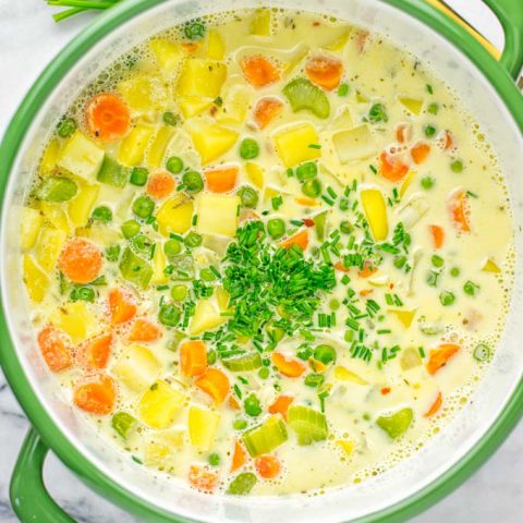 You won’t believe this Vegan Pot Pie Soup is ready in 15 minutes. No one would guess it’s vegan, gluten free, and dairy free. It’s a satisfying meal made in one pot for lunch, dinner, meal prep even work lunches that you and your family will love. A time saving meal that is also a keeper for the holidays and Christmas. #vegan #glutenfree #dairyfree #vegetarian #onepotmeals #christmasfood #contentednesscooking #mealprep #dinner #lunch #worklunchideas #15minutemeals #holidaychristmas