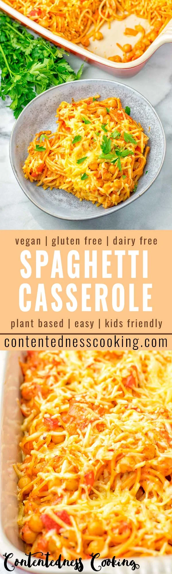 This Spaghetti Casserole is entirely vegan and gluten free. It’s super easy to make and super satisfying for all your dinner, lunch meal prep, work lunch ideas, kid friendly means that the whole family will love. Once you’ve tried it you know you wanna eat it every day. #vegan #dairyfree #glutenfree #vegetarian #contentednesscooking #spaghetticasserole #dinner #lunch #mealprep #worklunchideas #kidfriendlydinners #familydinnerideas #quickeasydinner 