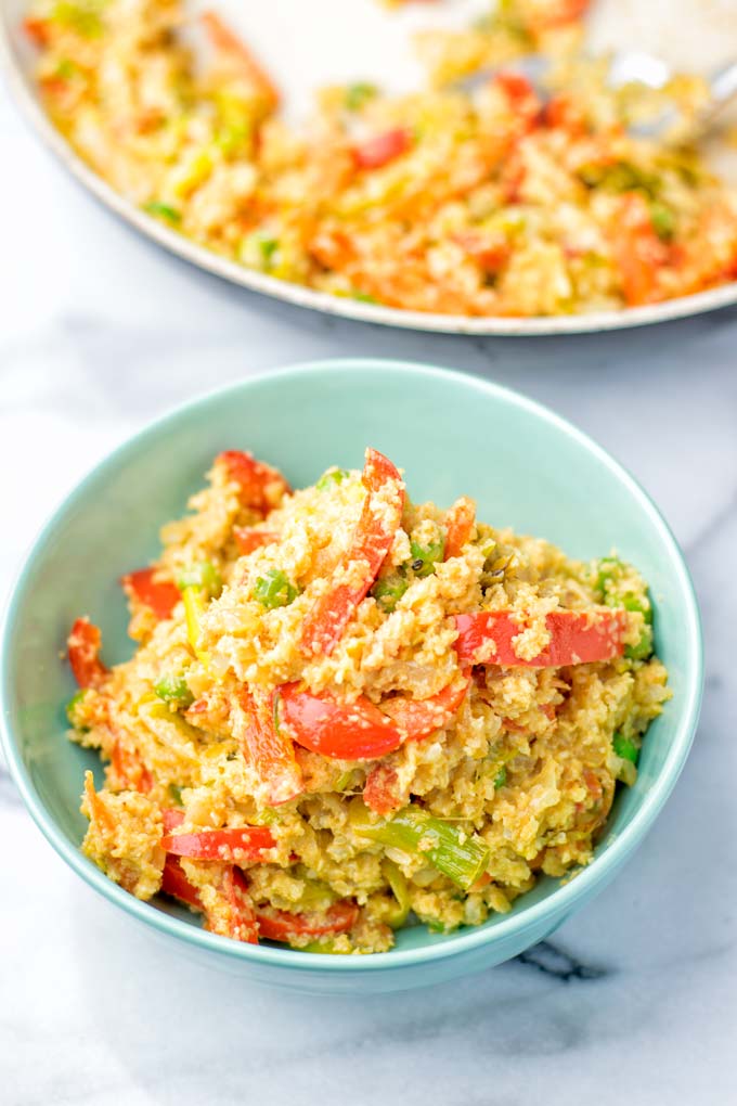 Cauliflower Fried Rice ready to eat.