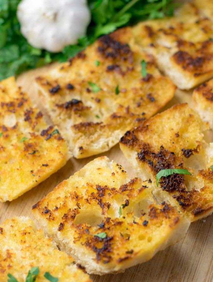 Crunchy Garlic Bread slices.