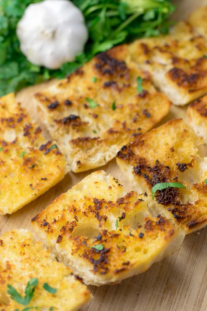 Crunchy Garlic Bread slices.