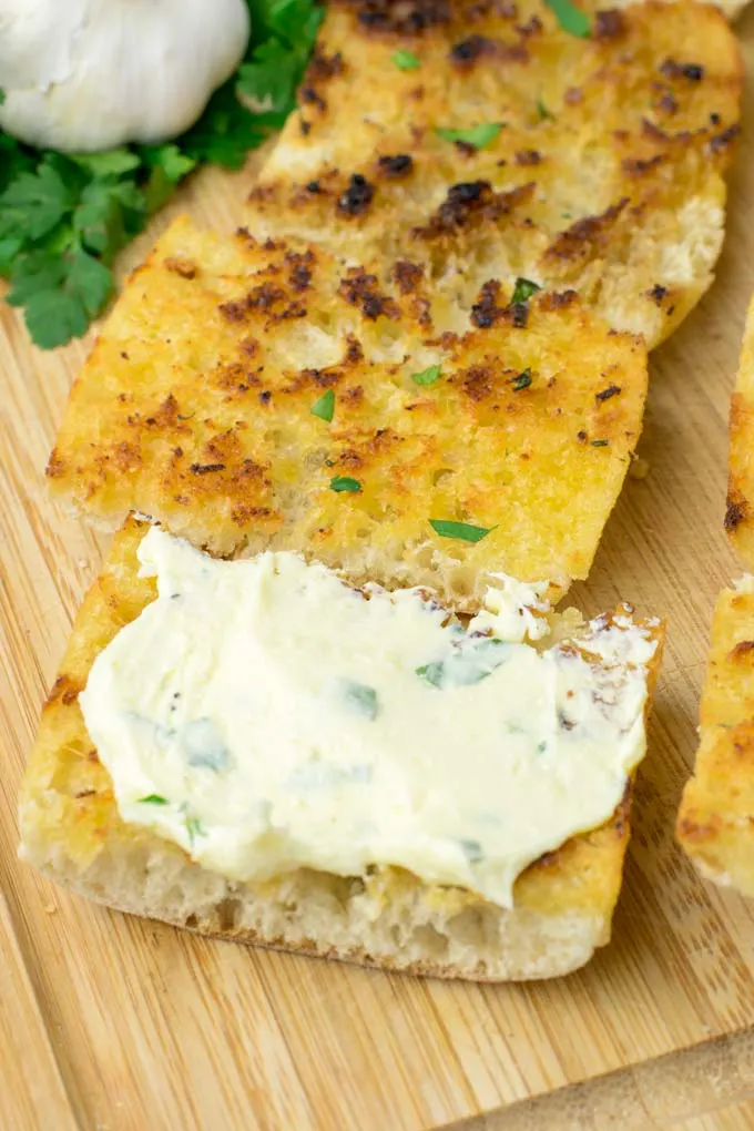 Garlic Butter on toasted bread.