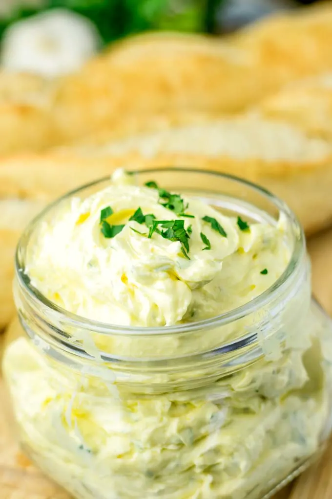 Vegan version of creamy garlic butter.