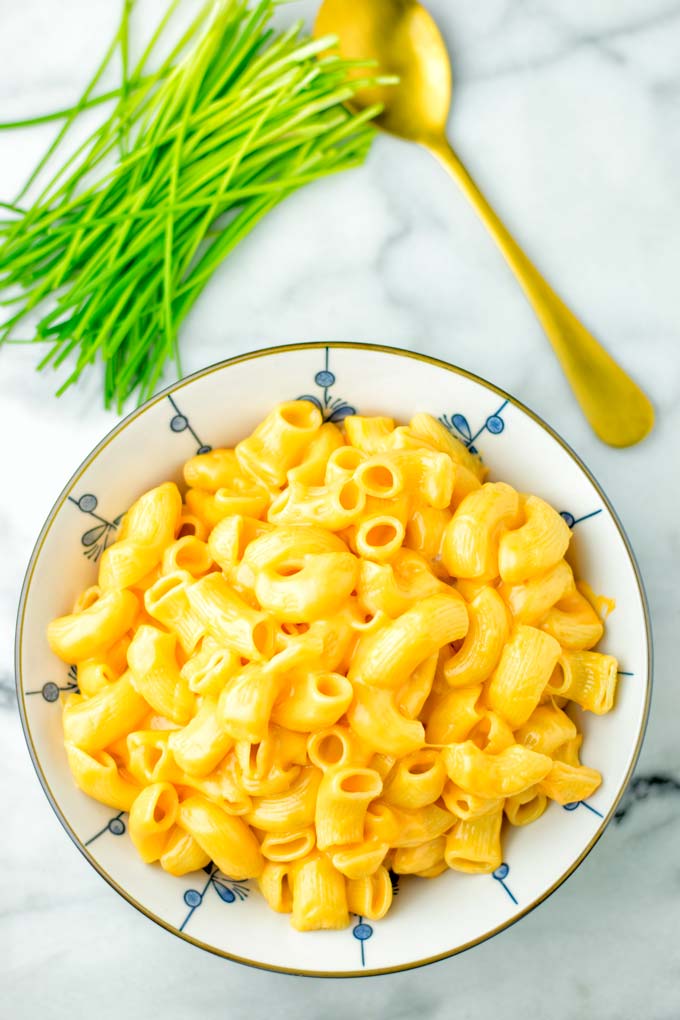 Instant Pot Mac and Cheese in a bowl seen from above.