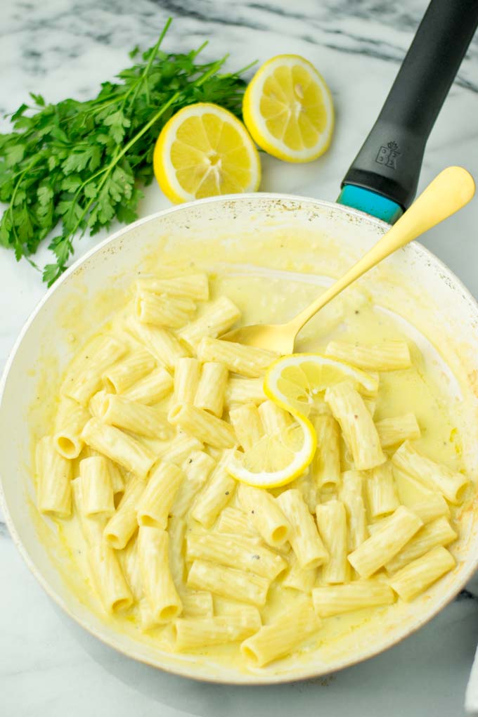 Lemon Pasta Sauce ready to be served.