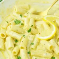 Lemon Sauce over rigatoni.