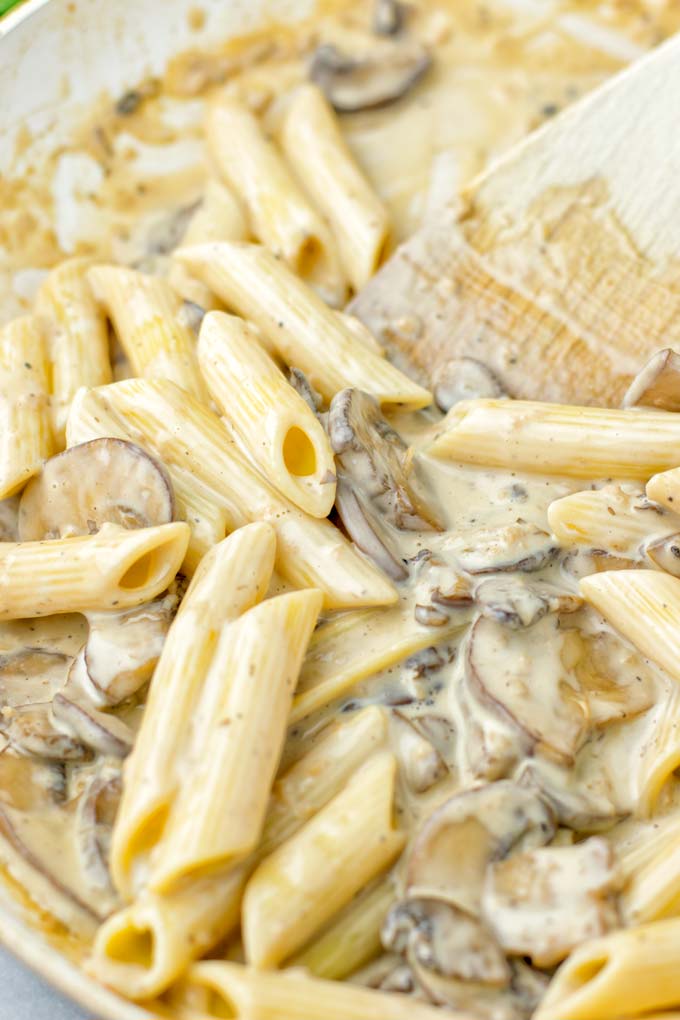 Fussili pasta mixed with Marsala Sauce and mushrooms.