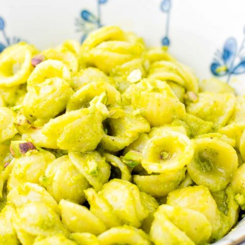 Creamy pasta in a bowl.