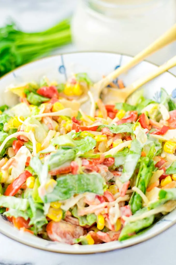 Ready to eat salad in a bowl 