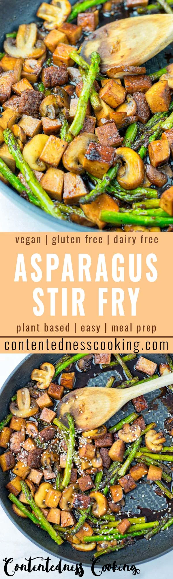 This vegan Asparagus Stir Fry is super easy. Looking to cook more veggies for your families? This healthy lunch or dinner is made with tofu, a soy sauce, and extra mushrooms. Ideal for meal prep, it reheats perfectly as work lunch. 