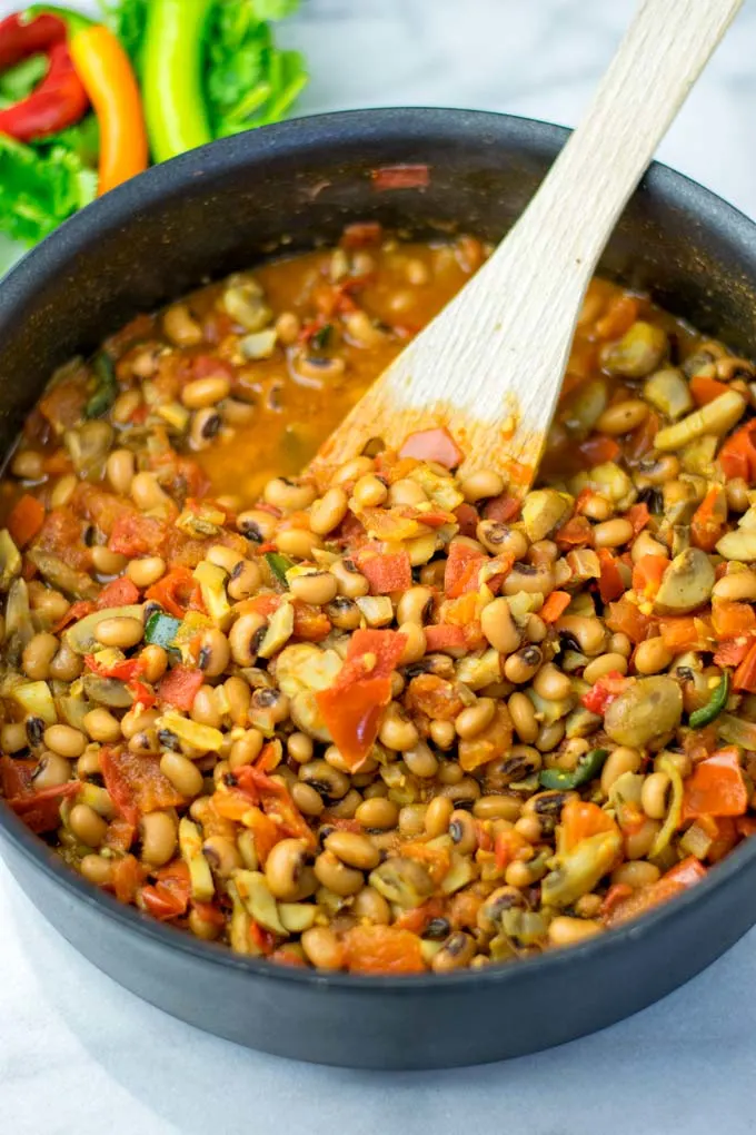 Full pan of Charro Beans.