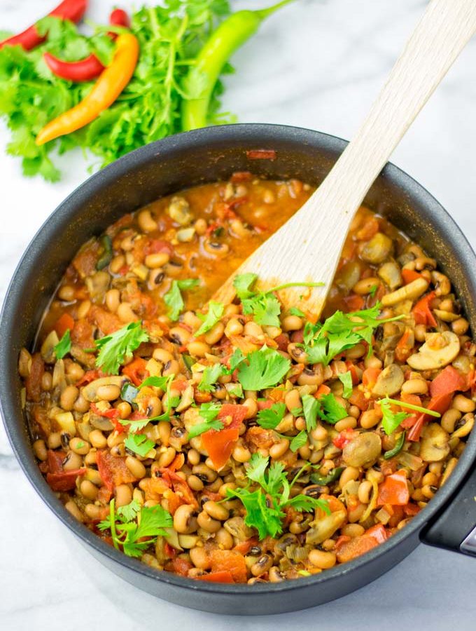 Family meal ready Charro Beans without meat.