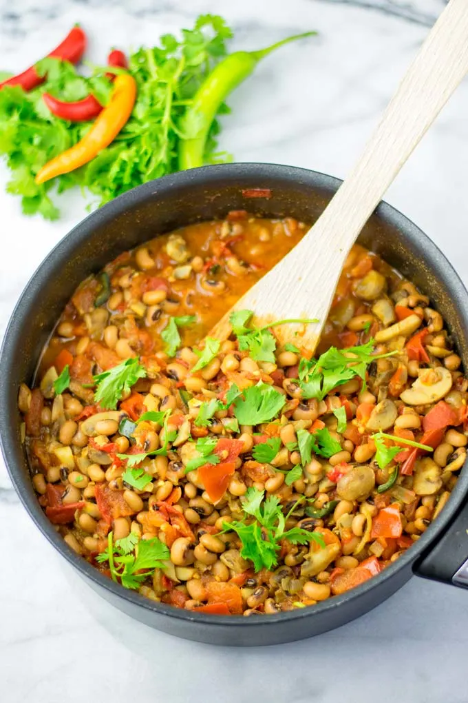 Family meal ready Charro Beans without meat.