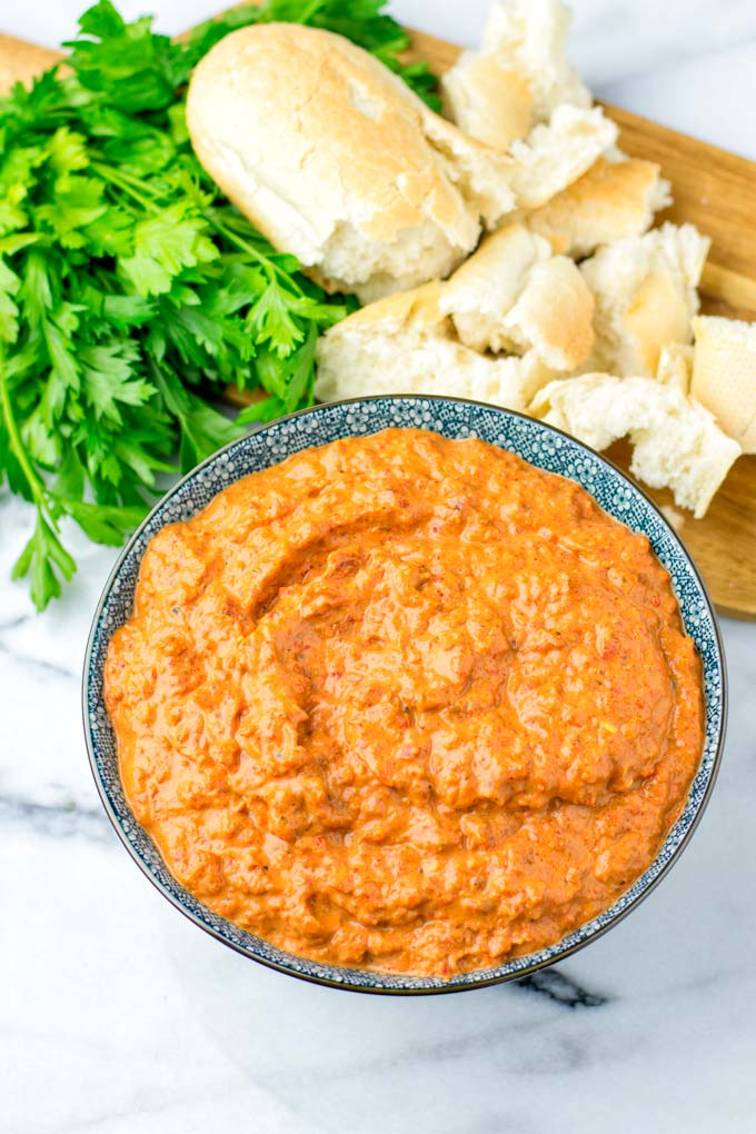 Bread or vegetables are great for dipping this Romesco Sauce.