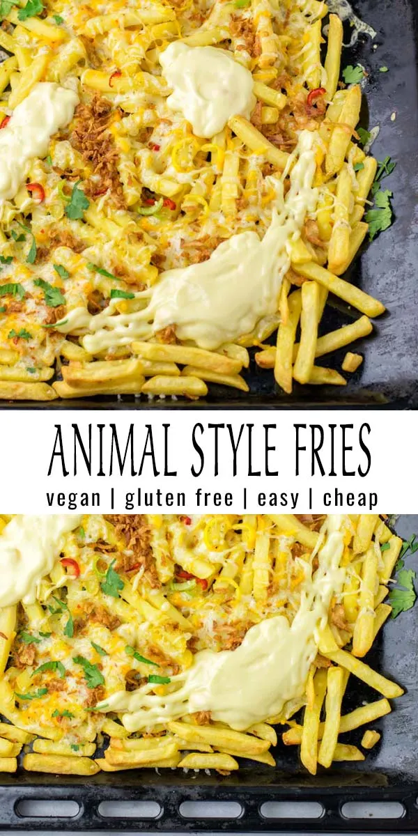 These Animal Style Fries are so easy and taste amazing. No one would ever guess they are vegan and mayo free. Try them now for dinner, lunch and wow family and friends, seconds are guarenteed in no time. #vegan #dairyfree #vegetarian #glutenfree #contentednesscooking #dinner #lunch #familydinnerideas #comfortfood #animalstylefries #kidsmealsforpickyeaters