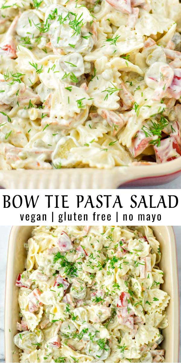 Easy done in 15 minutes this Bow Tie Pasta salad is a keeper mayo free that the whole family will love. Naturally vegan, delicious and amazing for meal prep. 