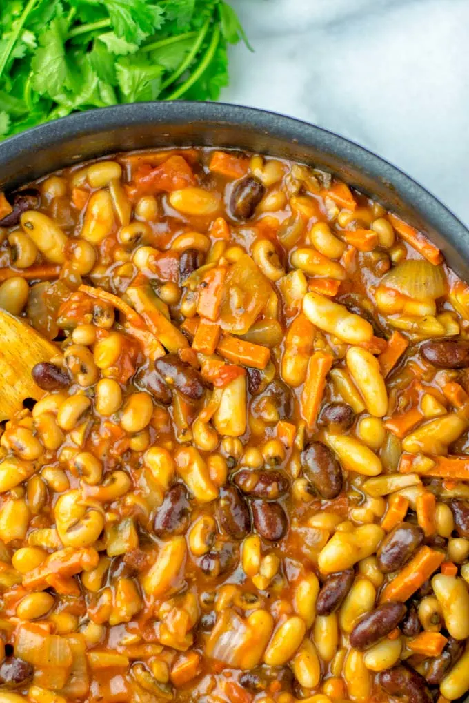 These Cowboy Beans are not only vegetarian but also vegan!