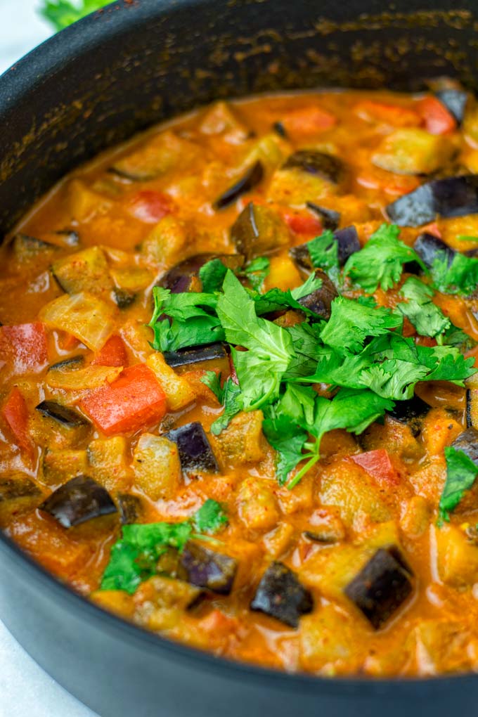 Enjoy this Eggplant Curry pure or with a side of rice, naan, or potatoes.