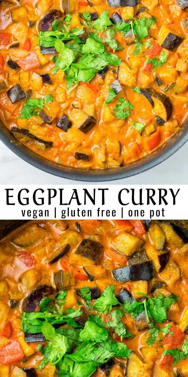 Super easy and one pot, ready in under 30 minutes this Eggplant Curry is a keeper, rich, creamy and satisfying for dinner, lunch, meal prep and so much more. Everyone will love it in no time. #vegan #glutenfree #onepotmeals #vegetarian #dairyfree #contentednesscooking #budgetmeals #dinner #lunch #mealprep #eggplantcurry