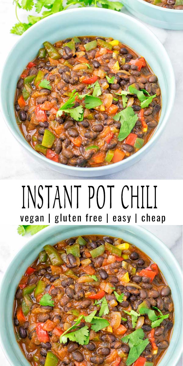 This Instant Pot Chili is super easy to make and comes together in under 20 minutes. The whole family will love this naturally vegan and gluten free meal with really simple ingredients. #vegan #glutenfree #dairyfree #vegetarian #contentednesscooking #dinner #lunch #mealprep #comfortfood #20minutemeals #budgetmeals #instantpotchili #familydinner