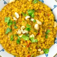 Roasted cashews are topping this Instant Pot Dal.