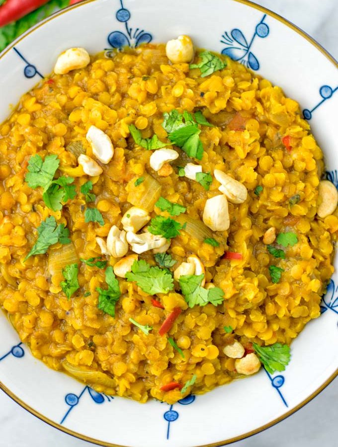 Roasted cashews are topping this Instant Pot Dal.
