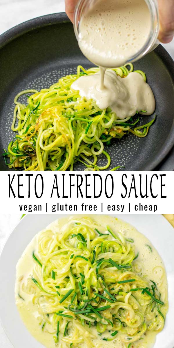 This Keto Alfredo Sauce is super rich and creamy. Made with simple ingredients, nut free and no one would ever guess it is vegan. Versatile, budget friendly and so satisfying that the whole family will love. #vegan #dairyfree #glutenfree #contentednesscooking #vegetarian #dinner #lunch #budgetmeals #comfortfood #familydinner #ketoalfredo #lowcarbsauce