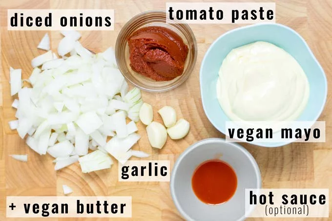 Ingredients for the Yum Yum Sauce.